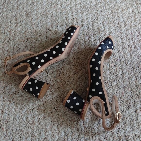 Anthropologie Guilhermina Rita Pony Hair Peep Toe heeled sandal size 6M - Picture 2 of 12